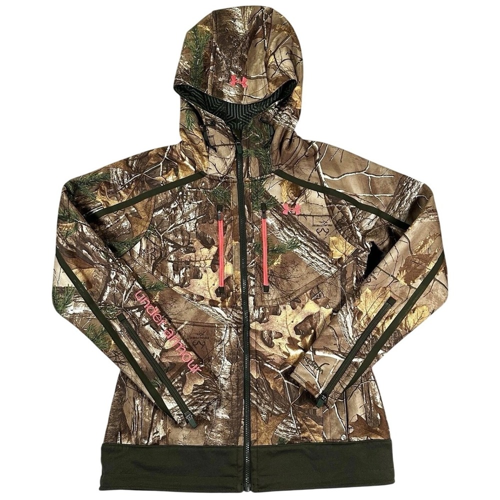 Under Armour Ayton Hunting Jacket Women's Small Realtree Camo Storm Hooded Scent